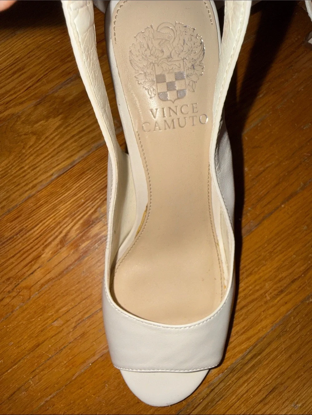 Vince Camuto Cream Open-Toe Ankle-Strap Heels